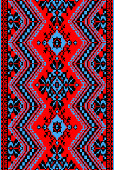Ukrainian ornament for carpet red and blue