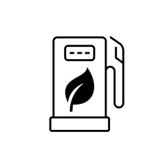 Gas station with leaves black outline logo. Vector icon EPS 10. Refueling bio diesel or hydrogen. The concept of ecological fuel. Ecology and environmental help the world with eco-friendly Ideas.