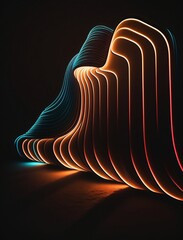 Abstract Glowing Neon LED Waves VII