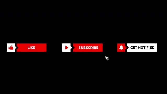 Like, Subscribe And Press The Bell Icon Loop Animation Video Transparent Background With Alpha Channel.