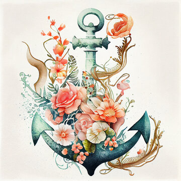 sea anchor watercolor created by Generative Ai Tools