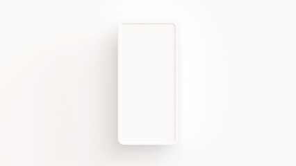 スマートフォンサイズのフレームが中央にある、余白の広い白い3D背景