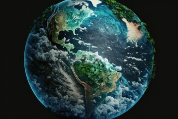 View of the planet Earth from above. Aerial View of Blue Planet Earth (Generative AI)