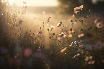 Summer field in golden hour