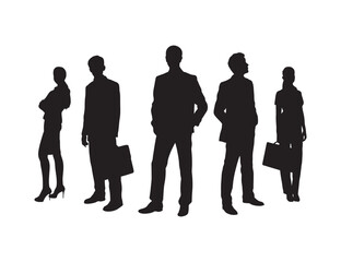Business team standing together pose silhouette.