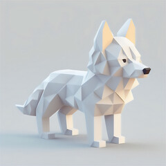 Isometric Low Poly Origami Style Wolf Illustration