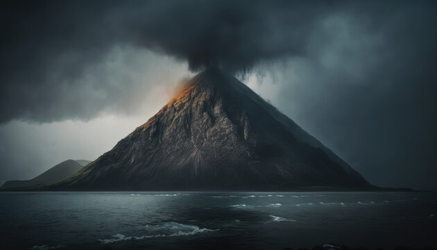 lava coming out of volcano, nature, landscape, mountain Generative AI, Generativ, KI