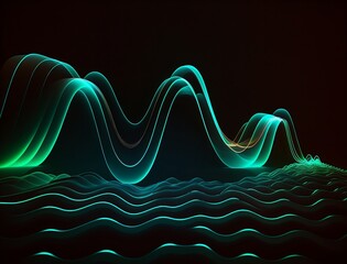 Abstract Glowing Neon LED Waves XIII