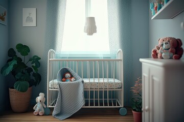Empty Crib in Nursery: Laughter & Tears Ahead. Photo generative AI