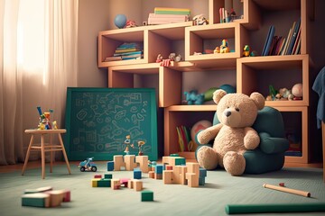 Playroom with Toys - Perfect Playtime Spot. Photo generative AI