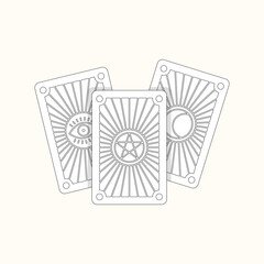 Mystical esoteric cards icon. Flat illustration of three taro cards. Fortune telling concept. Vector 10 EPS.