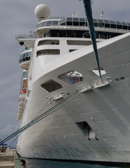 Modern white Royal Caribbean cruiseship or cruise ship liner Empress in port of Nassau, Bahamas...