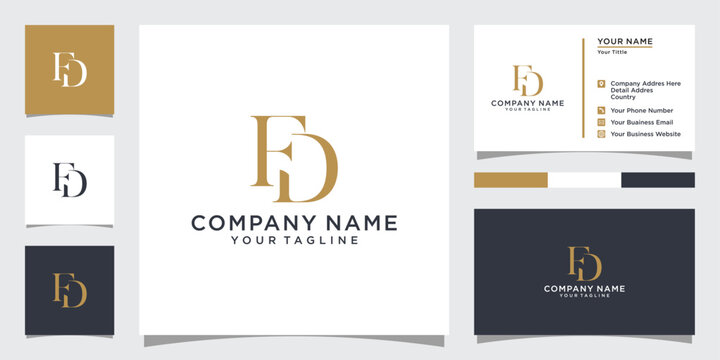 FD or DF initial letter logo design vector.