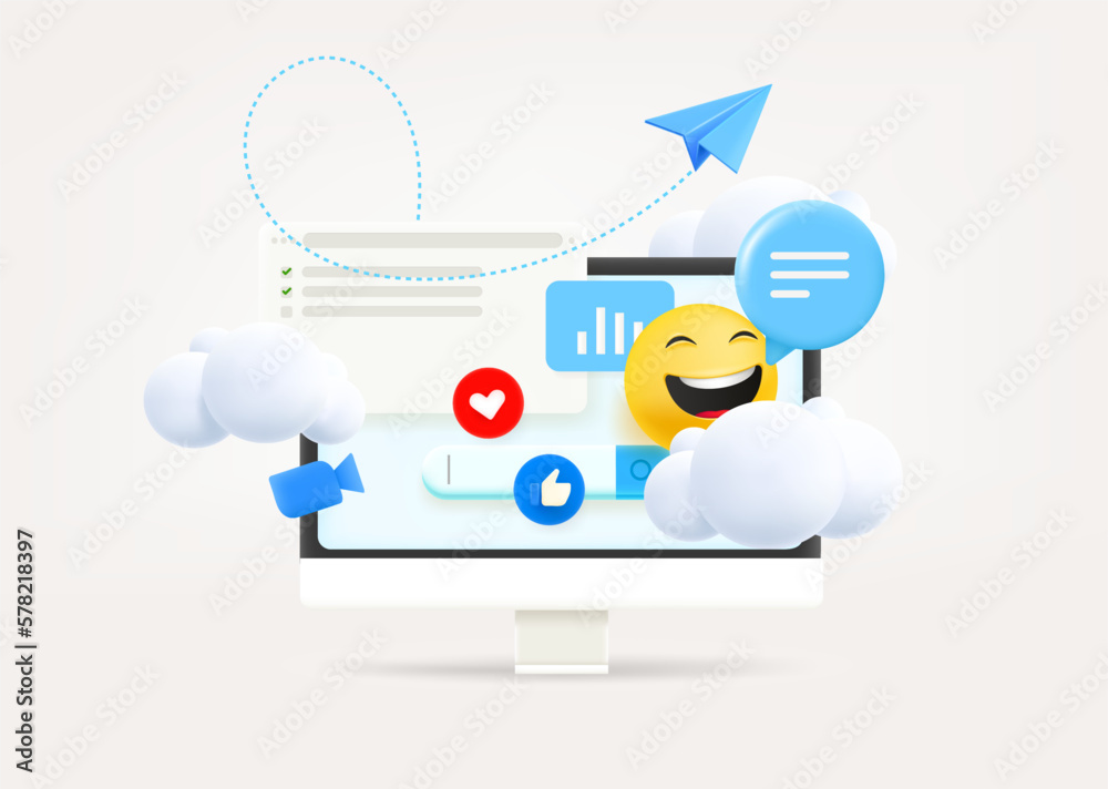 Poster using modern social media сoncept. 3d vector illustration
