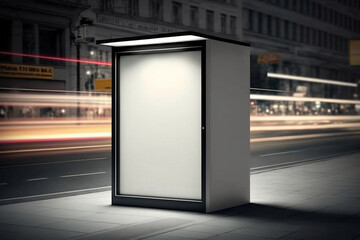 Nighttime Advertising Brilliance: A Generative AI-Illustrated Vertical LED Billboard with Empty Copy Space Screen in Public Place