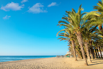 Beach in Torremolinos. Andalusia, Spain - obrazy, fototapety, plakaty