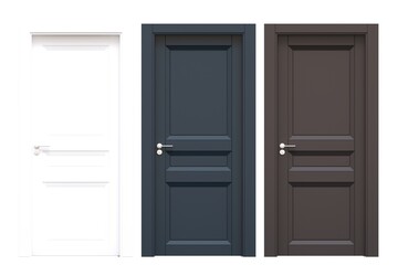 interior doors isolated on white background, interior furniture, 3D illustration, cg render