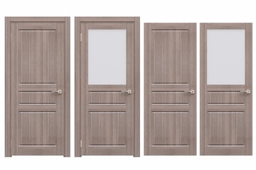 interior doors isolated on white background, interior furniture, 3D illustration, cg render