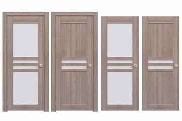interior doors isolated on white background, interior furniture, 3D illustration, cg render