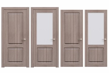 interior doors isolated on white background, interior furniture, 3D illustration, cg render