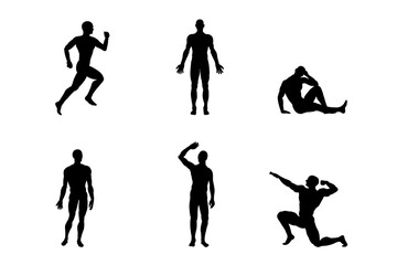 Set of silhouettes of human body vector design