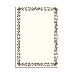 Frame with vines and leaves for decorative design of book pages, diplomas and certificates in A4 format. Minimalistic vector isolated on white