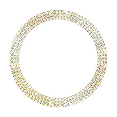 Golden round abstract geometric fractal frames for decorative headers. Gold metal ornates mosaic frames with leaves isolated on white background. Vector