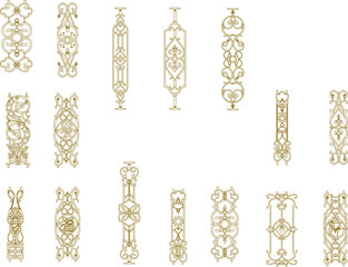 Classic wrought iron railing design vector illustration sketch