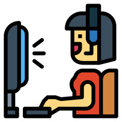 call center filled outline icon style