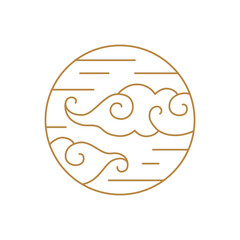 Air element of nature thin line symbol set. Nature energy abstract golden sign design vector illustration on white background