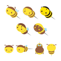 Cute bees illustration set - Vector