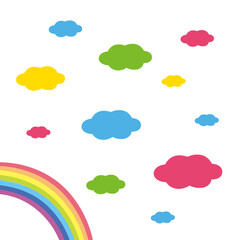 Colorful clouds with rainbow illustration - Vecotr