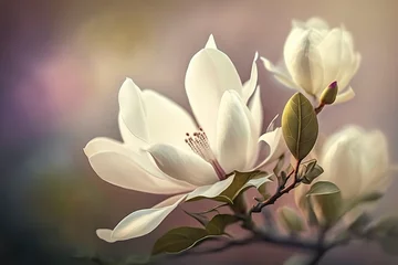 Foto op Canvas Magnolia close-up. Generative AI. © YULIYA