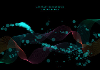 aurora striped particle dots liquid motion technology science theme modern art background use for advertisment poster website banner landing page product package design vector eps.