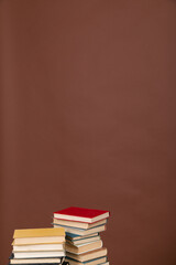 science a lot of books on a brown background reading in the library in the knowledge room