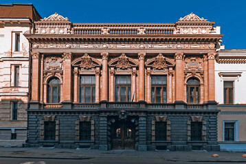 Facade of an old building in the center of Odessa