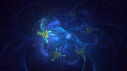 Obraz premium 3D rendering abstract multicolor technology fractal light background