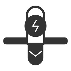 Monowheel front view and energy sign - icon, illustration on white background, glyph style © OlegF