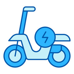 Electric moped and energy sign - icon, illustration on white background, color style