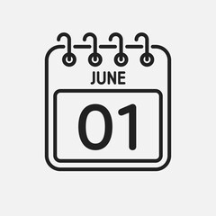 Icon page calendar day - 1 June