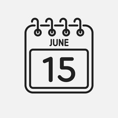 Icon page calendar day - 15 June