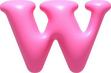Alphabet  illustration typeface letter W. Typography decorate design display font.3D gummy jelly.