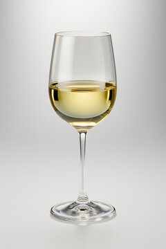 Verre de vin blanc, isolé sur un fon blanc, façon studio photo, publicité, ia générative (2)