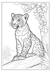 Coloring book page for girl and boys children with cute wild animal vector illustration forest nature zoo theme 