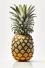 Fototapeta premium ananas sur fond blanc, façon studio photo culinaire, publicité de fruit, ia générative