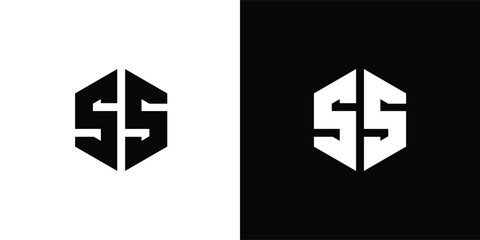 Letter S S Polygon, Hexagonal Minimal Logo Design On Black And White Background