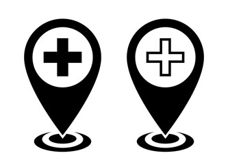 Obraz premium Hospital medical location icon vector in flat style