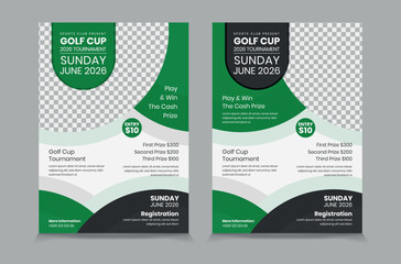 Golf tournament flyer template, vector illustration eps 10
Gold tournament double side or page flyer template