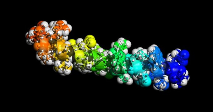 Semaglutide, Ozempic, Wegovy, Rybelsus, Zepbound antidiabetic and weight loss medication 3D molecule spinning, 4K