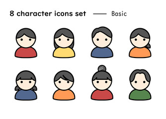 人物アイコンセット 8点 基本A カラー